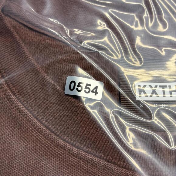 Kith x Russell Athletic Quinn Long Sleeve Shirt Men’s Large Brown Saddle Logo - Picture 8 of 8